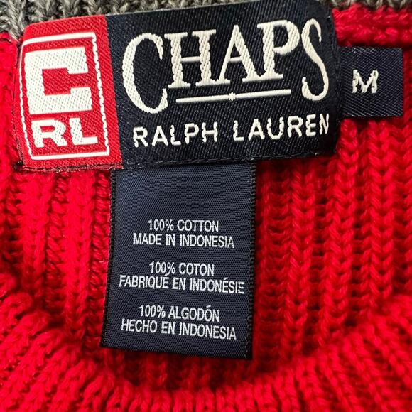 Ralph Lauren Chaps Men’s Red Pullover Sweater Crewneck Size Large 100% Cotton - Picture 9 of 9